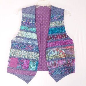 Vintage Boho Handmade Tie Dye Quilted Vest Quilted Hippie